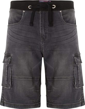 KAM Jeanswear Mens Dito Rib Elastic Denim Shorts - Grey - 44