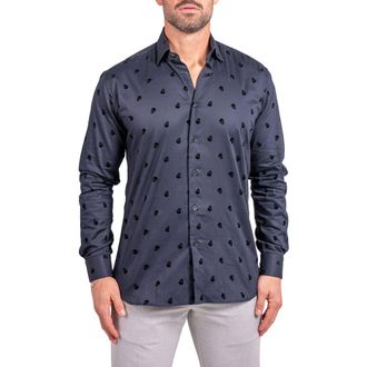 Maceoo Fibonacci Ascension Contemporary Fit Button-Up Shirt in Black at Nordstrom, Size 4
