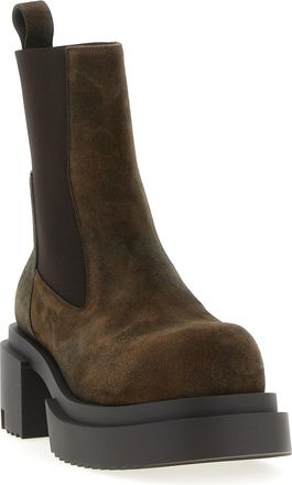 Rick Owens Mens Brown Calfskin Ankle Boots