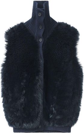 Fabiana Filippi Gilet con inserti in shearling - Blu