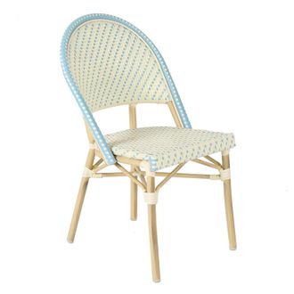 Oviala Silla de jard&iacute;n de rat&aacute;n azul y aluminio