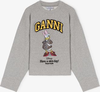 Ganni Grey Daisy Duck Sweatshirt - Size XXS Organic Cotton
