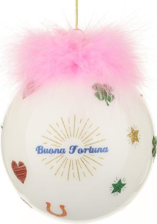 KASANOVA Pallina Natale buona fortuna rosa 10 cm Good Luck