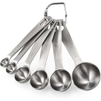 OEM Juego De 6 Cucharas Medidoras: Juego De Cucharas Medidoras De Cocina De Acero Inoxidable 18/8 (1/8 Cdta., 1/4 Cdta., 1/2 Cdta., 1 Cdta., 1/2 Cda. Y 1 
