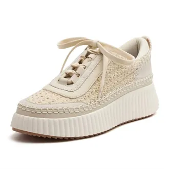 Jellypop Womens Lace Up Platform Woven Sneakers In Beige