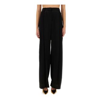 Nina Ricci Pleated Wide-Leg Trousers - female - Nina Ricci - Wide Trousers - Black - S - Trousers