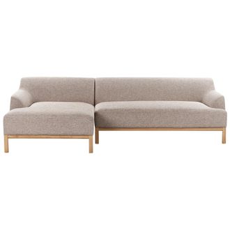Beliani Beliani - Sof&aacute; Esquinero Elegante Tela Poli&eacute;ster Patas De Madera Sala De Estar Marr&oacute;n Claro Derecho Sosjo