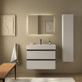 Cygnus Bath Mueble De Ba&ntilde;o Bequia Metal 80cm Blanco Mate Lavabo Veneto Porcelana