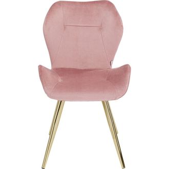 Kare Design Silla terciopelo rosa con patas doradas