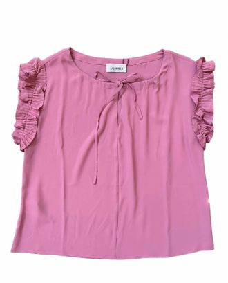 Meimeij Womens Ruffle Sleeve Blouse In Pink Floyd