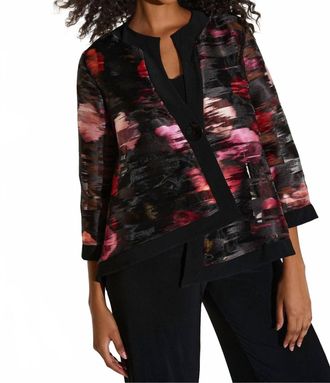 Joseph Ribkoff Floral Organza Swing Jacket In Black/multi