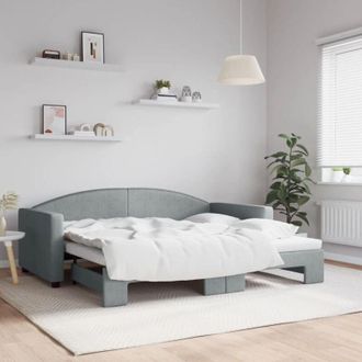 vidaXL Daybed with Trundle without Mattress Light Grey 90x190 cm Single vidaXL