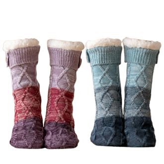Generic Knitted Ultra-Thick Slipper Home Socks, Cashmere Knitted Thick Fleece Lined Grippers Fuzzy Socks (2pcs C)