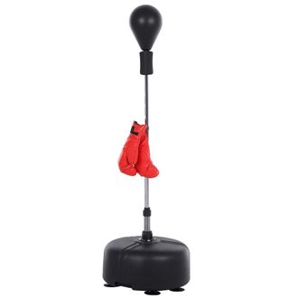OEM Saco De Boxeo De Pie Con Altura Ajustable En 136-154 Cm Y Base Rellenable Pera De Boxeo Con Soporte Y Guantes Negro