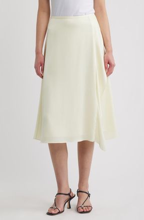 Theory Satin Midi Skirt in Lemongrass at Nordstrom, Size 14