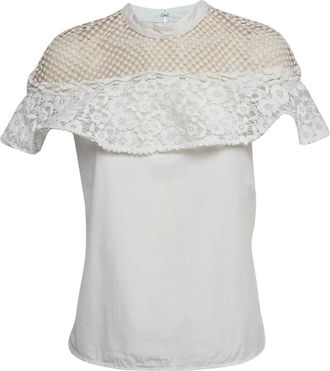 Self Portrait Pre-owned top met kant en ruches - Wit