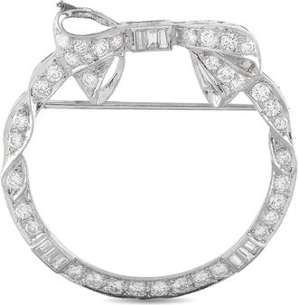 Luxury Bazaar Platinum 1.30ct Diamond Circular Bow Brooch MF24-062526