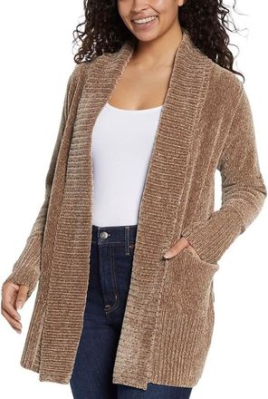 Orvis Womens Cardigan Sweater Chenille Pockets Soft Open-Front Midweight, Taupe, XL