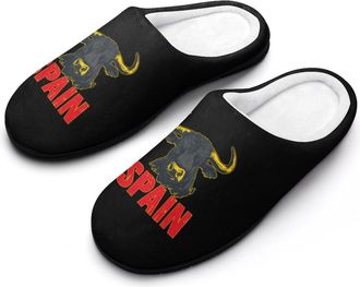 Generic Spain Spanish Bull Mens Slippers Slip On Comfortable Fleece Cotton House Shoes Winter