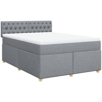 vidaXL Vidaxl - Cama Box Spring Con Colch&oacute;n Tela Gris Claro 160x200 Cm