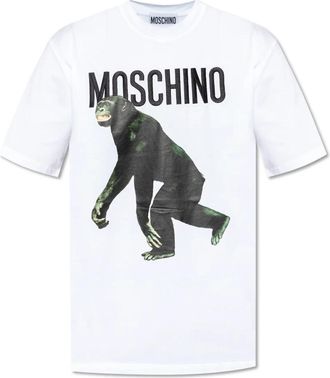 Moschino T-shirt met logo - Heren - T-shirts - Wit - M - Katoen - Tops