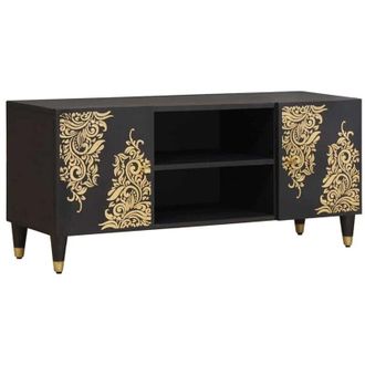 vidaXL TV Cabinet with Shelf Black 105 x 33 x 46 cm Solid Mango Wood vidaXL