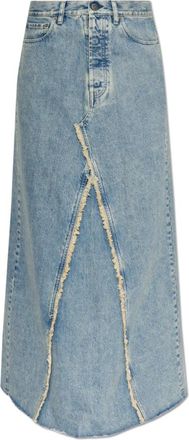 Maison Margiela Denim Rok met Rafelafwerking - Dames - Spijkerrokken - Blauw - XS - Denim - Rokken