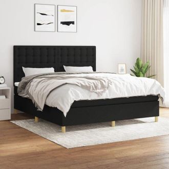 vidaXL Vidaxl - Cama Box Spring Con Colch&oacute;n Tela Negro 160x200 Cm