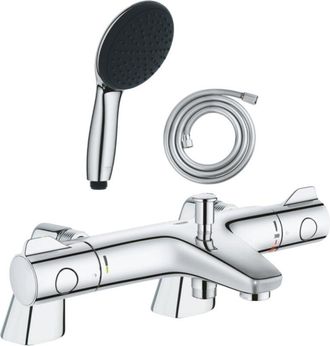 GROHE Grohtherm 800: Mezclador Termost&aacute;tico Para Ba&ntilde;era/ducha + Teleducha Redonda De 2 Chorros + Manguera Flexible