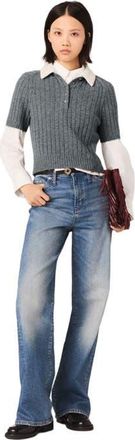 Maje Removable beaded collar sweater in Grey at Nordstrom, Size X-Small