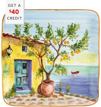 Vietri Vietri Landscape Wall Plates Large Square Platter With Lemon Tree With $40 Credit