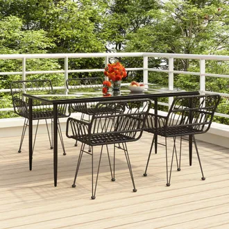vidaXL Vidaxl - Juego De Comedor De Jard&iacute;n 5 Piezas Rat&aacute;n Sint&eacute;tico Negro