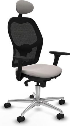 Piqueras y Crespo Piqueras Y Crespo - Jorquera Sincro Malla Negra Similpiel Blanco Brazos 3d Base Aluminio Cabecero Fijo Ruedas 65mm Nailon