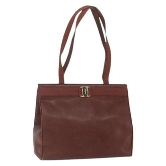 Ferragamo Pre-owned Handbags, female, Brown, Size: ONE SIZE Pre-owned Leather Shoulder Bag