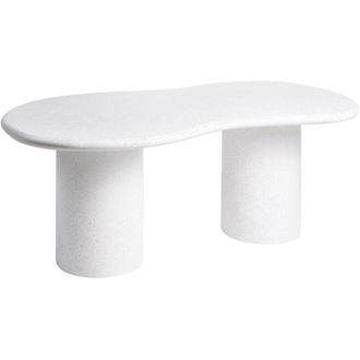 Beliani Garden Table White Terrazzo Effect MgO 6 Seater Rust Weather Resistant Irregular Shape Modern Dining Room Outdoor and Indoor SIRMIONE