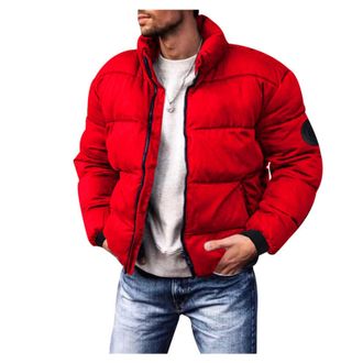 Generic Mens Puffer Jacket Winter Padded Stand Collar Down Coat Zipper Windproof Versatile Down Jacket