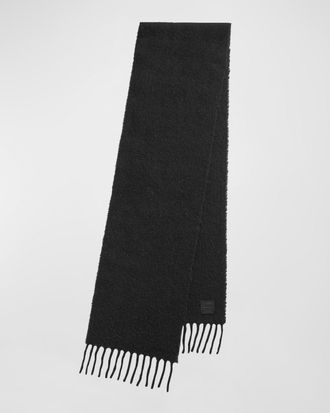 Toteme Teddy Wool Scarf With Leather Logo Patch
