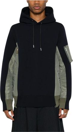 sacai Hoodie met Inzetstukken - Heren - Hoodies - Zwart - S - Katoen - Hoodies & sweatvesten