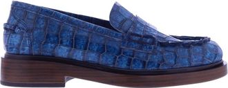 Pons Quintana Dames Croco lak - Dames - Loafers - Blauw - 36 EU - Schoenen