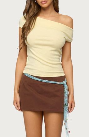 Edikted Martah Off the Shoulder Top in Light-Yellow at Nordstrom, Size X-Large
