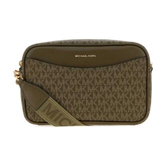 Michael Kors Bev Grote Signature Logo Crossbody Tas - Dames - Tassen - Groen - Maat: ONE Size Poliester
