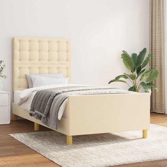 vidaXL Vidaxl Estructura De Cama Con Cabecero De Tela Color Crema 90x190 Cm