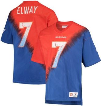 Mitchell & Ness Mens Mitchell & Ness John Elway Orange/Royal Denver Broncos Retired Player Name & Number Diagonal Tie-Dye V-Neck T-Shirt at Nordstrom, Size Medium