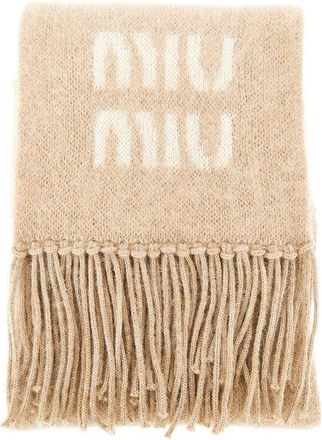 Miu Miu Mohair-blend scarf with jacquard logo Woman One Size