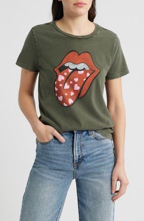 Lucky Brand Rolling Stones Heart Lip Class Cotton Graphic T-Shirt in Peat at Nordstrom, Size X-Small