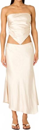 Nia Beatrice Satin Midi Skirt In Ivory