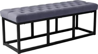 Clp Banco Polson Tapizado En Terciopelo Gris 120 Cm