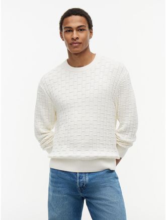 Tommy Hilfiger Mens Relaxed Fit Crewneck Sweater - Ivory Petal - L