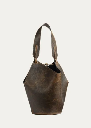 Khaite Lotus Mini Distressed Leather Tote Bag