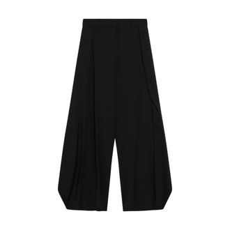 Loewe Wide Leg Wool Trousers - female - Loewe - Wide Trousers - Black - XS - Trousers